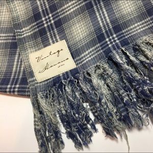 Vintage Havana blue plaid scarf